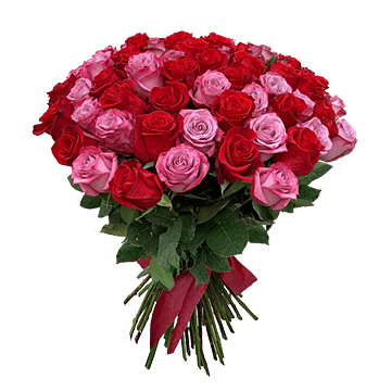 Букет з червоних та рожевих троянд