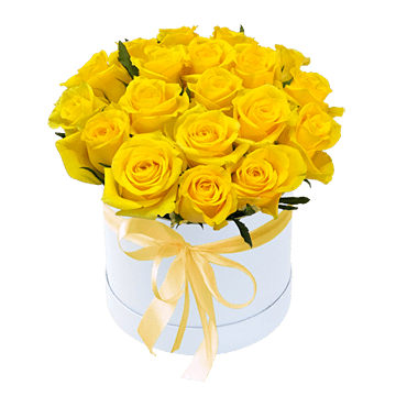 Жовті троянди в коробці