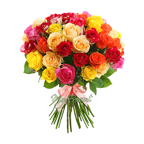 Букет із різнокольорових троянд (70-80 см.)