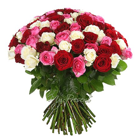 Букет із різнокольорових троянд (50 см.)