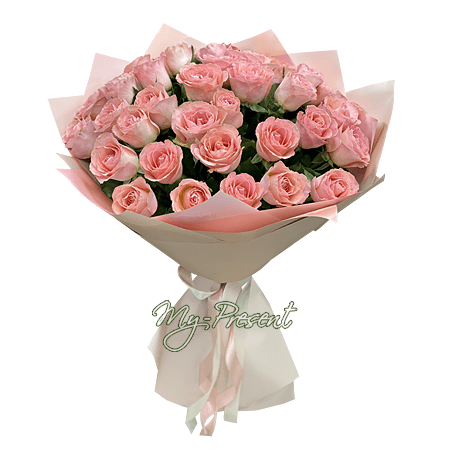 Букет з рожевих троянд (70-80 см.)
