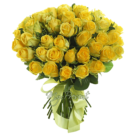 Букет із жовтих троянд (60 см.) перев