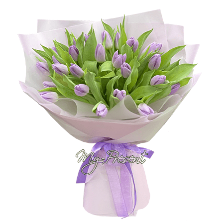 Букет із фіолетових тюльпанів
