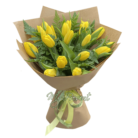 Букет із жовтих тюльпанів
