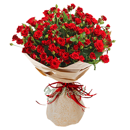Букет із червоних кущових троянд