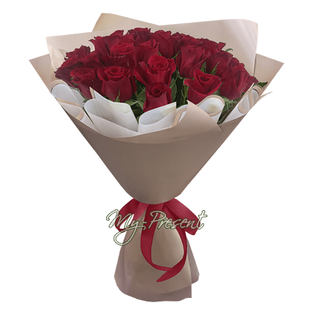 Букет із червоних троянд (70-80 см.)