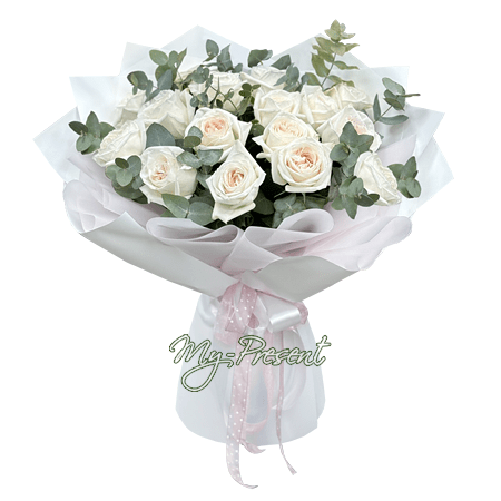 Букет з білих троянд (60 cm.)