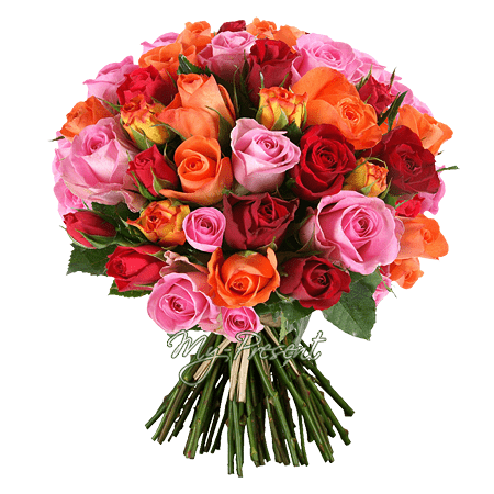 Букет із різнокольорових троянд (50 см.)